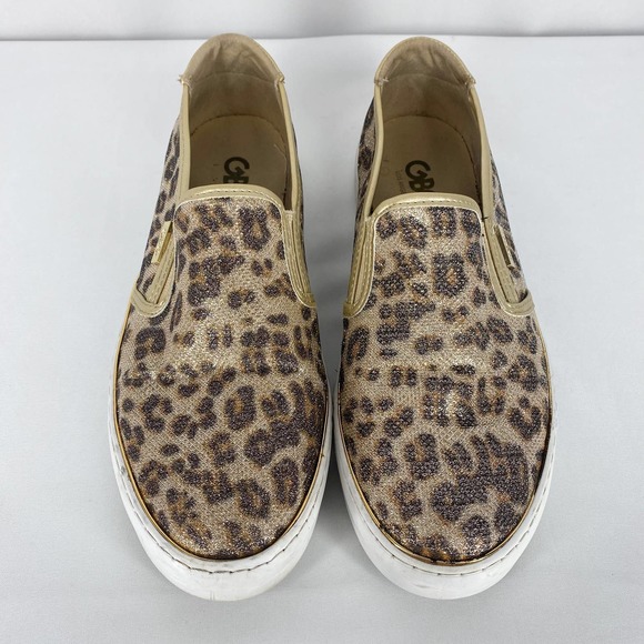 G By Guess Gollys 2 Sneakers Sparkle Leopard Gold Metallic Slip On Flat Shoes 10 - Picture 3 of 10